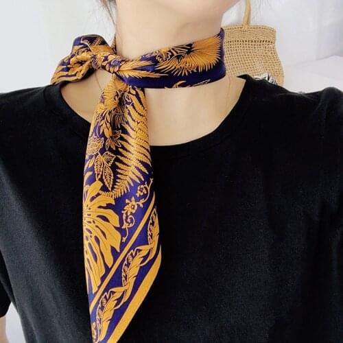 100% Silk Scarf Women Fashion Retro Small Neckerchief shawl Bandana printed wraps Female 53*53 cm Square Neck Scarves For Ladies