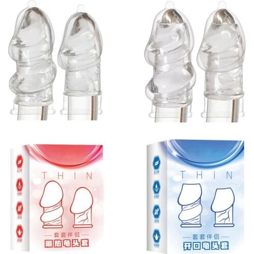 Penis Delay Desensitization Set Transparent Large Glans Mens Condom Enlarged Penis Mens Adult Products