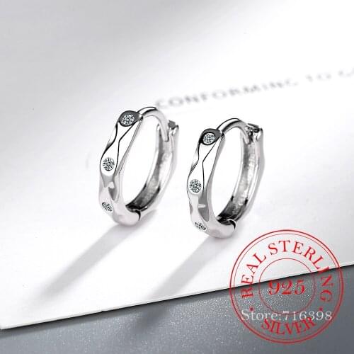 100% 925 Sterling Silver Crystal Circle Earring For Women 2020 Korean Jewelry Gift Wedding Party Engagement Jewelry Accessories