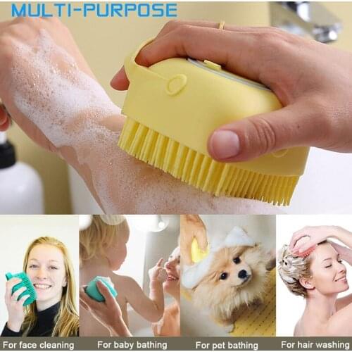 Silicone Body Brush Shower Scrubber with Shower Gel Dispenser Function Soft Bath Massage Exfoliating Cleaning for Women Men