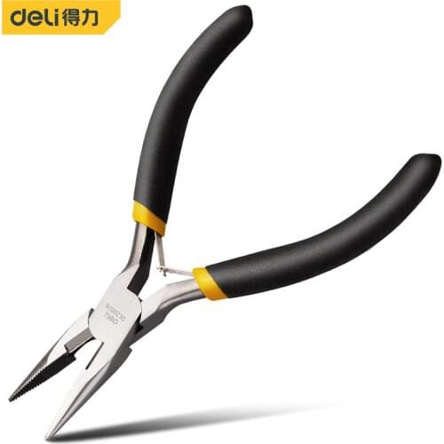 Deli 20026 Puzzle Modeling Work Precision Tool Electrician Repair Metal Long Needle Nose Plier Side Cutter Tools Mini Pliers