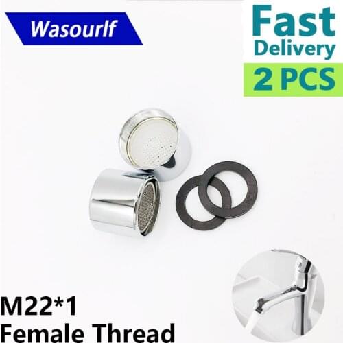 WASOURLF 2PCS good quality M22*1 22mm female thread tap aerator faucet bubble 304 stainless steel core brass shell free shipping