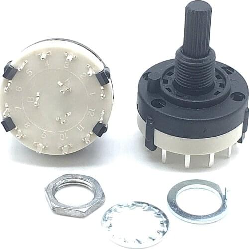 1pc RS26 3P4T 3 Pole 4 Position Selectable Band Rotary Channel Selector Switch Handle length 20MM with knob