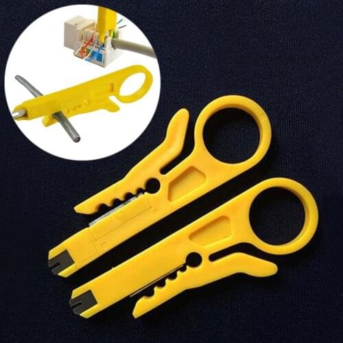 2pcs/set Mini Yellow Network Wire Pliers Cable Cutter Stripper Punch Down Tool