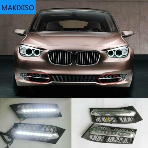 2pcs Car bumper headlamp For BMW GT headlight 2010~2013 LED DRL car accessories fog 535i 550i daytime running light