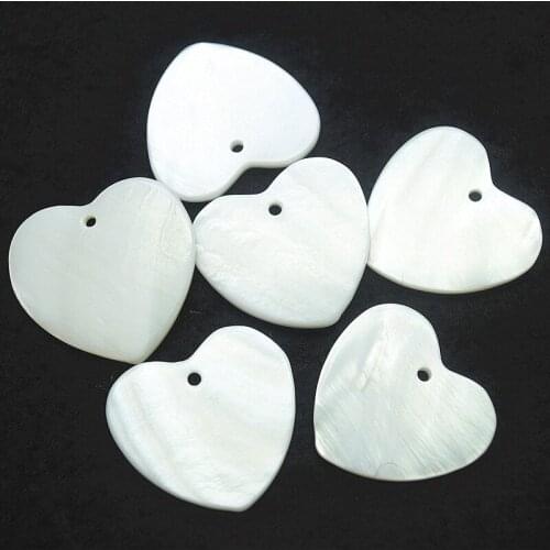 20PCS Natural White Mother of Shell Pendants Heart Shape For Women Bracelets Making Accessories Size 28mm DIY Accessories Sells