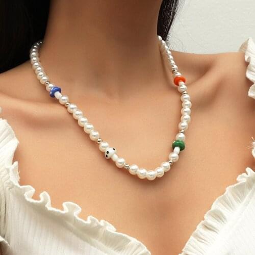 2021 Bohemia Female White Pearl Necklaces for Women Mushroom Chokers Necklace Ladies Party Jewelry Gifts