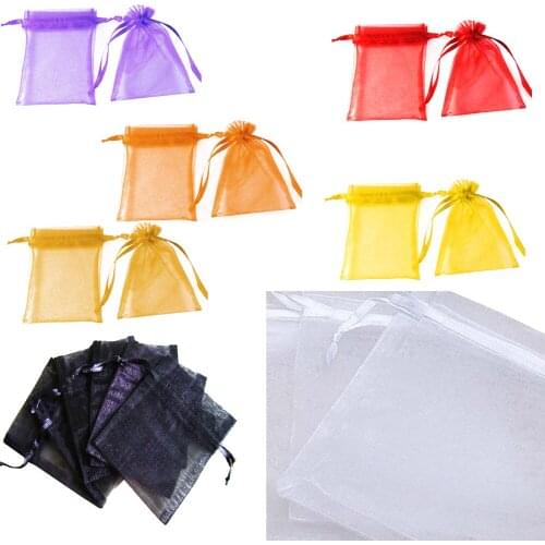 50/100pcs 9 x 12cm Organza Bag Wedding Favor Jewelry Packaging Gifts Pouch Drawing Party Candy Decor J2Y