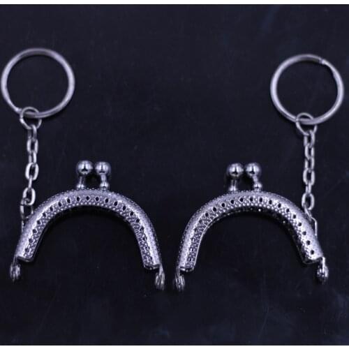 50PCS Gunmetal Black 5cm Mini Arch Metal Purse Bag Frames Handbag Kiss Clasps Clutch Buckle Luggage Hardware Parts Key Ring