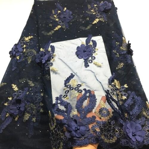 African 3D Flower Lace Fabric 2021 Embroidered Nigerian Lace Fabrics Bridal High Quality French Tulle Lace Fabric For Women