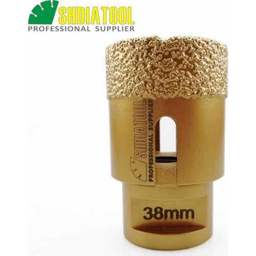 SHDIATOOL Diameter 38mm Vacuum Brazed Diamond Drilling Bits With15MM Diamond Height porcelain tile Hole Saw Cutter