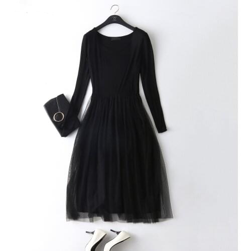 Modal long-sleeve basic one-piece underskirt gauze female basic full slip spring and autumn all-match lace basic skirt