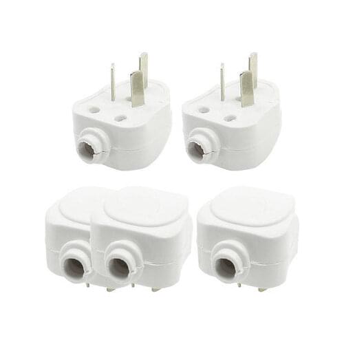 White AC 250V 10A 3 Flat Pin AU Plug Rewirable Connector Adapter 5pcs