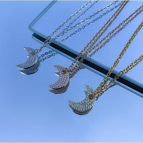 Luxury Zircon Trendy Moon Chain Choker Necklace for Women Fashion Necklace Gold Color Metal Jewelry Accessories