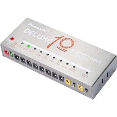 Demonfx Guitar Power Supply 10 Isolated Output for 9V/12V/18V Effect Pedal USB Charging Port Short Circuit & Overload Protection