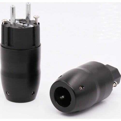 HI Fi Rhodium Plated Schuko power connector black color EU power plug