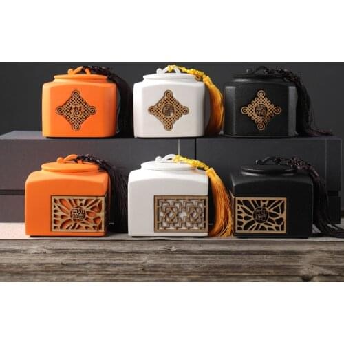 Ceramic Tea Caddy Puer Seal Cans Storage Organizer Portable Travel Sugar Coffee Canister Tea Box Household Theedoos Teaware DF50
