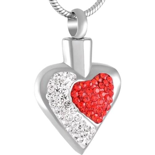 MJD9232 Memorial jewelry Hot Super Funeral Jewelry Stainless Steel Clay Crystal Setting Heart Shape Cremation Urn Pendant For