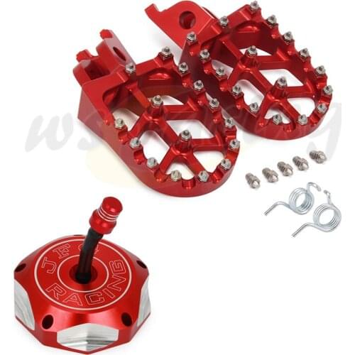 Motorcycle CNC Footpeg FootRest Pedals Gas Cap Oil Tank Cover For HONDA CRF 250X 250 R 04-07 CRF450 RX 17-18 CRF450R 450 X 05-17