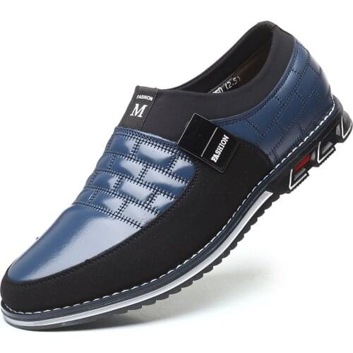 Mens leather casual shoes sneakers fashion trend flat all-match leather shoes work leather leather large size 2021 new shoes