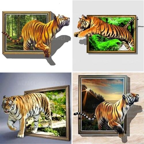 5D Tiger Diamond Art Kits for Adults Diy Animals Diamond Painting Fantasy Full Round Square Diamond Embroidery Stitch Home Decor