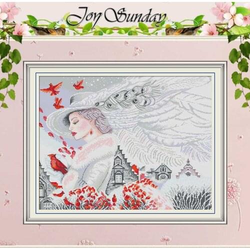 Beauty And Bird Painting Counted 11CT 14CT Cross Stitch Sets DIY wholesale Cross-stitch Kits Embroidery Needlework Home Decor