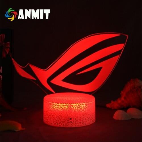 16Colors-changing ROG LOGO Night light Gameing Room For Home Bedroom Decor Lamp Led 3D Lamp Kawaii Kids Bedroom