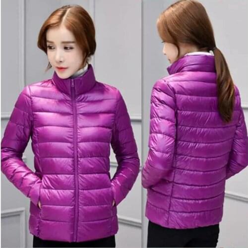 New Fashion 2020 Autumn Winter Slim Outerwear Femme Veste Ladies Stand-up Collar Cotton-padded Jacket Womens Thin Solid Jackets