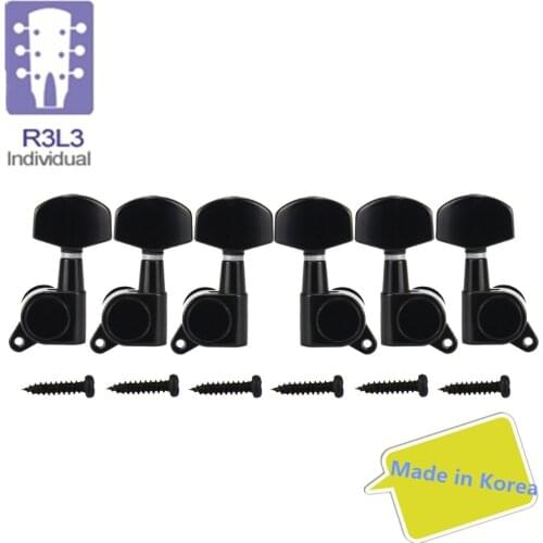 NEW Set of 6pcs 3L3R Acoustic Guitar Machine Heads Tuners Tuning Pegs Keys Black Large Button Made in Korea