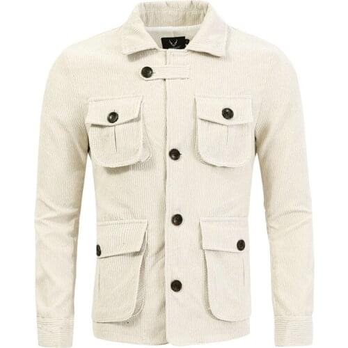 Autumn 2021 new mens jacket three-dimensional multi-pocket British style corduroy jacket jacket mens fashion large size M-5XL