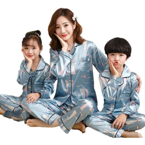 Toddler Baby Boy Girl Silk Satin Top Pant Pajamas Long Sleeve Solid Button-Down Pyjamas Satin Set Child Sleepwear Nightgown