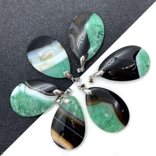 Drop-shaped Natural Stone Pendant, Colorful Agate Necklace Pendant for DIY Jewelry Making, Necklace Bracelet Size 30x43mm