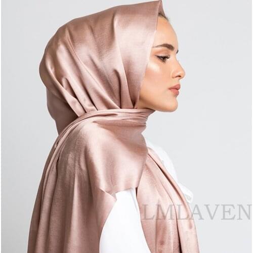 High Quality Matte Satin Silk Shawl Scarf Plain Muslim Hijab Headband Fashion Scarves Pashmina Malaysia Turban180*70cm