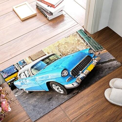 Retro Car Old Building Under A Pet Water Food Bowl Dirt Debris Mud Trapper Boot Shoes Scraper Accessory Sets Natural Coir Area