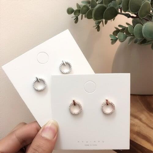 2019 Hot Sale Full Rhinestone Round Stud Earrings For Girl Temperature Simple Style Circle Pendientes Fashion Boucle D oreille