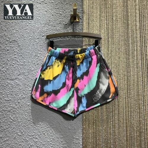 Fashion Multicolor Casual Shorts Women Drawstring Elastic Waist Wide Leg Jogger Sweatpants Summer Loose Fit Female Mini Trousers