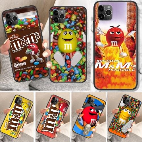 M&Ms Chocolate Box Phone Case For iphone 5 5S SE 2 6 6S 7 8 11 12 Mini Plus X XS XR Pro Max black fashion shell 3D Etui silicone