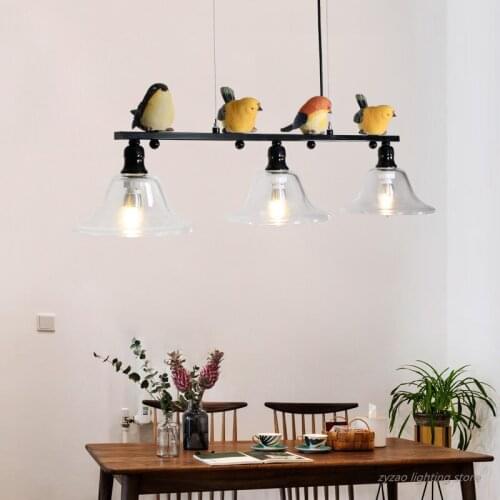 Nordic Pastoral Resin Bird Lamp Led Pendant Lights Dining Room Restaurant Home Decor Hanging Lights Simple Designer Vintage Lamp