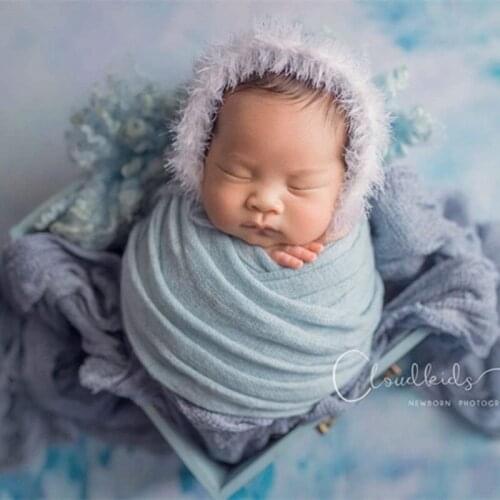 Newborn Knit mohair Hat Baby Crochet Fuzzy Bonnet Handknitted Soft Bonnet Newborn Photography Props Hat