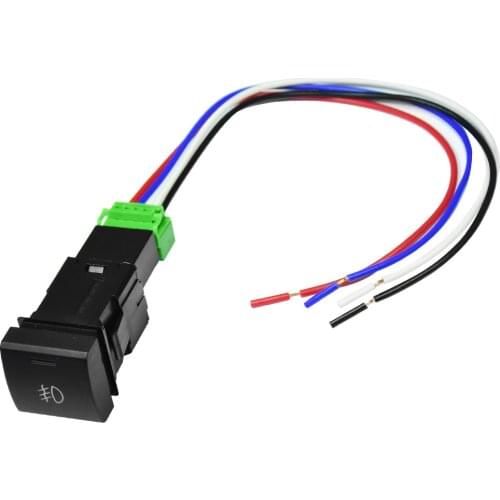 YUNPICAR Blue LED 5-Pole Fog Lights Push Button Switch with Connector Wire Kit for Toyota