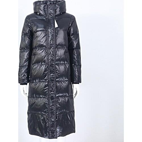 MENINA BONITA X-long Black Red Winter Jacket Women Duck Down Coat Hooded Outerwear Streetwear New Fashion Thick Warm Classic