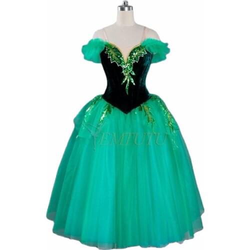 Women professional ballet long tutu Green adult long tutu dress adult emerald fairy romantic ballet tutu costume forest green