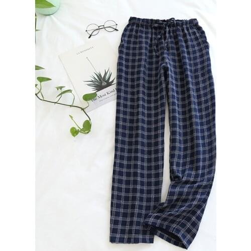 Pantalones De Mujer 2021 New Plaid Autumn Winter Pajamas Pant Big Size Cotton Crepe Womens Sleepwear Home Wear Pijama Trousers