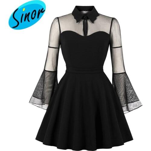 2019 womens long-sleeved stitched size mesh dress 1685A banquet dress