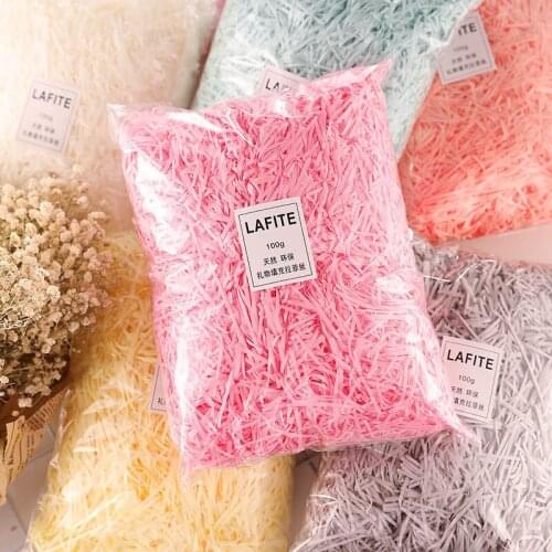 100g Colorful Shredded Crinkle Lafite Paper Raffia Filler DIY Wedding Birthday Party Gift Box Candy Material Packaging Filler