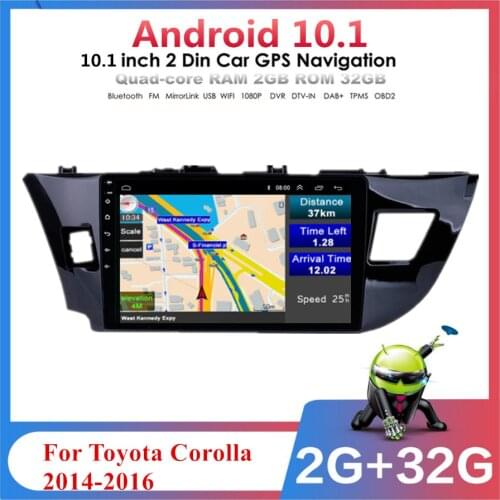 2GB+32GB 10.1'' Car Stereo Radio GPS WIFI BT DAB Mirror Link For Toyota Corolla 2014-2016
