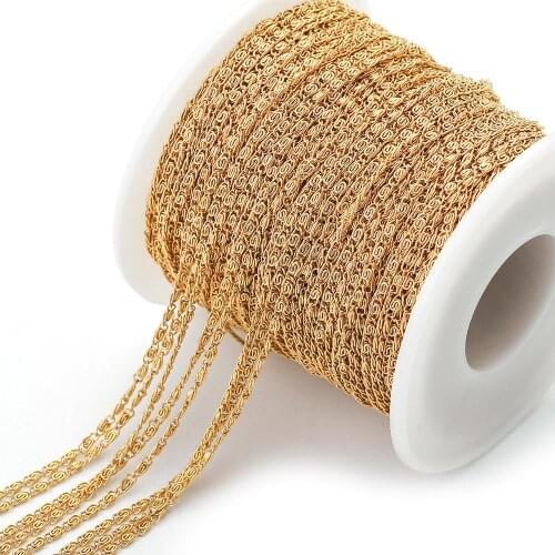 2Meters 2mm Width Gold Stainless Steel Twisted Chain Bulk Chains for Necklaces Bracelets Jewelry Making DIY Supplies Wholesale