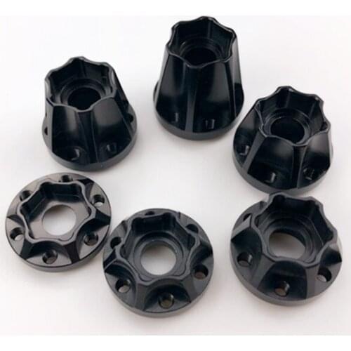 4PCS Universal Black Durable Aluminum Alloy Wheel Hex Hub Replacement for RC 1/10 Crawler Car TRX4 SCX10 Repair Tool parts