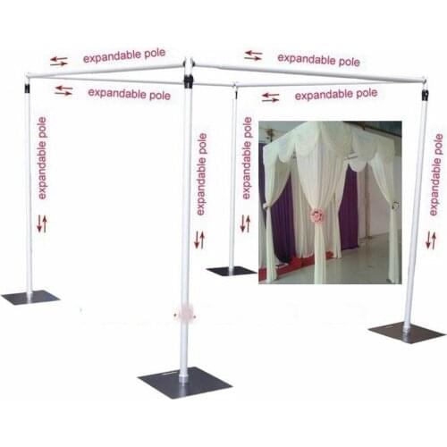 4MX4Mx4M Wedding square canopy chuppah arbor drape stand with telescopic rods Stainless Steel Piping frame for wedding props