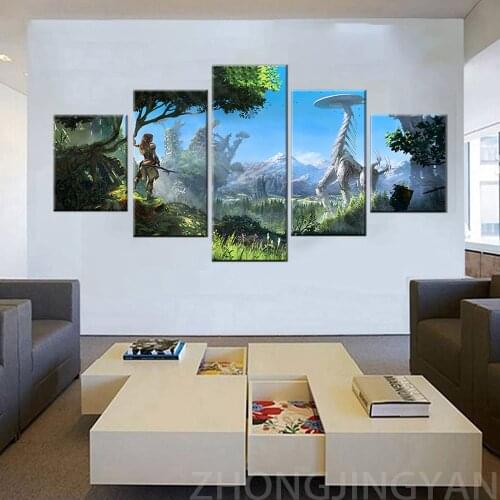 5 Painting Dawn in Mountai5 Piece HD Fantasy Art Game Sn Canvas Painting Winter Canvas Landscape Canvas Painting for Living Room